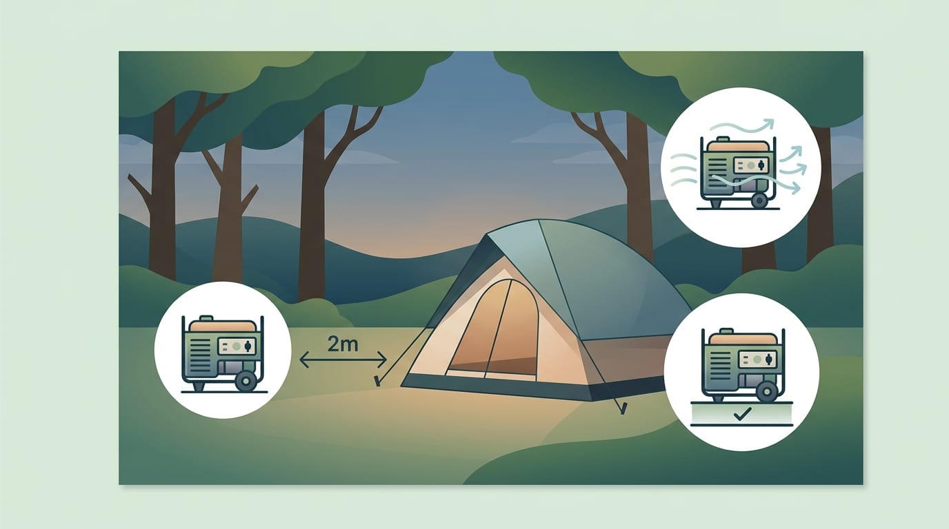 Esquema de seguridad para la instalación de generadores en camping